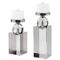 Table Decor Uttermost Lucian Nickel Candleholders, Set/2