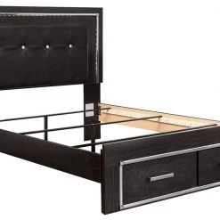 Signature Design By Ashley® Beds Kaydell - Patterned - Upholstered Panel Bed With 2 Storage Drawers, Roll Slats