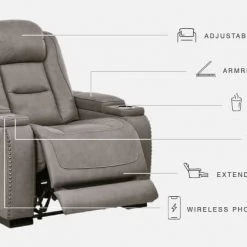Ashley Furniture The Man-den - Gray - Pwr Recliner/adj Headrest