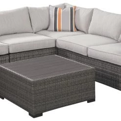Ashley Furniture Cherry - Gray - Loveseatsec/otto/tbl Set(4/cn)