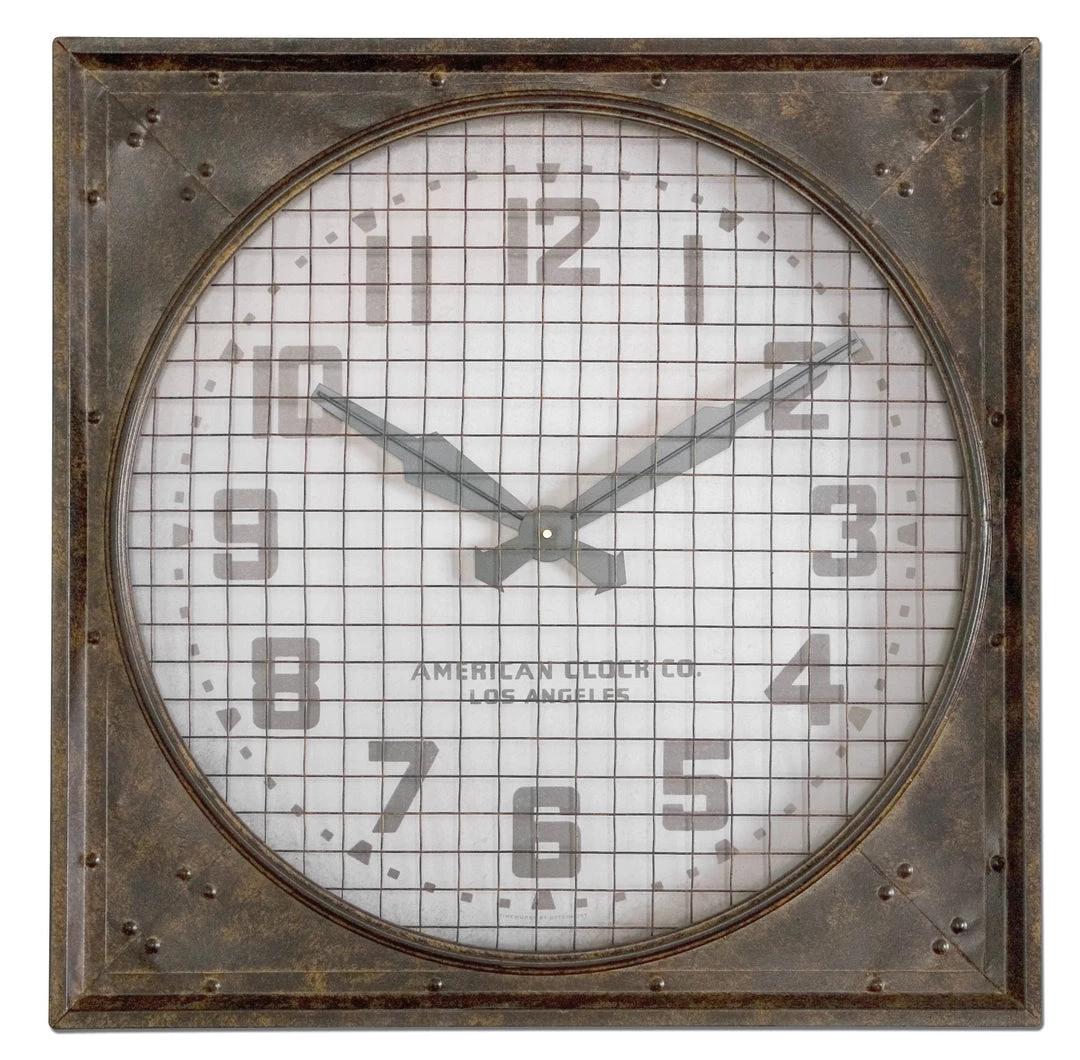 Uttermost Warehouse Wall Clock W/ Grill 3 Uttermost Warehouse Wall Clock W/ Grill