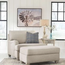 Benchcraft® Traemore - Linen - 2 Pc. - Chair And A Half With Ottoman