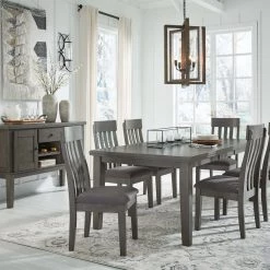 Signature Design By Ashley® Hallanden - Dark Gray - 7 Pc. - Extension Table, 6 Side Chairs