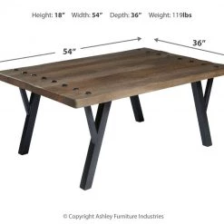 Ashley Furniture Tables Haffenburg - Medium Brown - Rectangular Cocktail Table