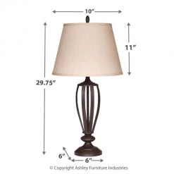Ashley Furniture Accessories Mildred - Bronze Finish - Metal Table Lamp (2/cn)