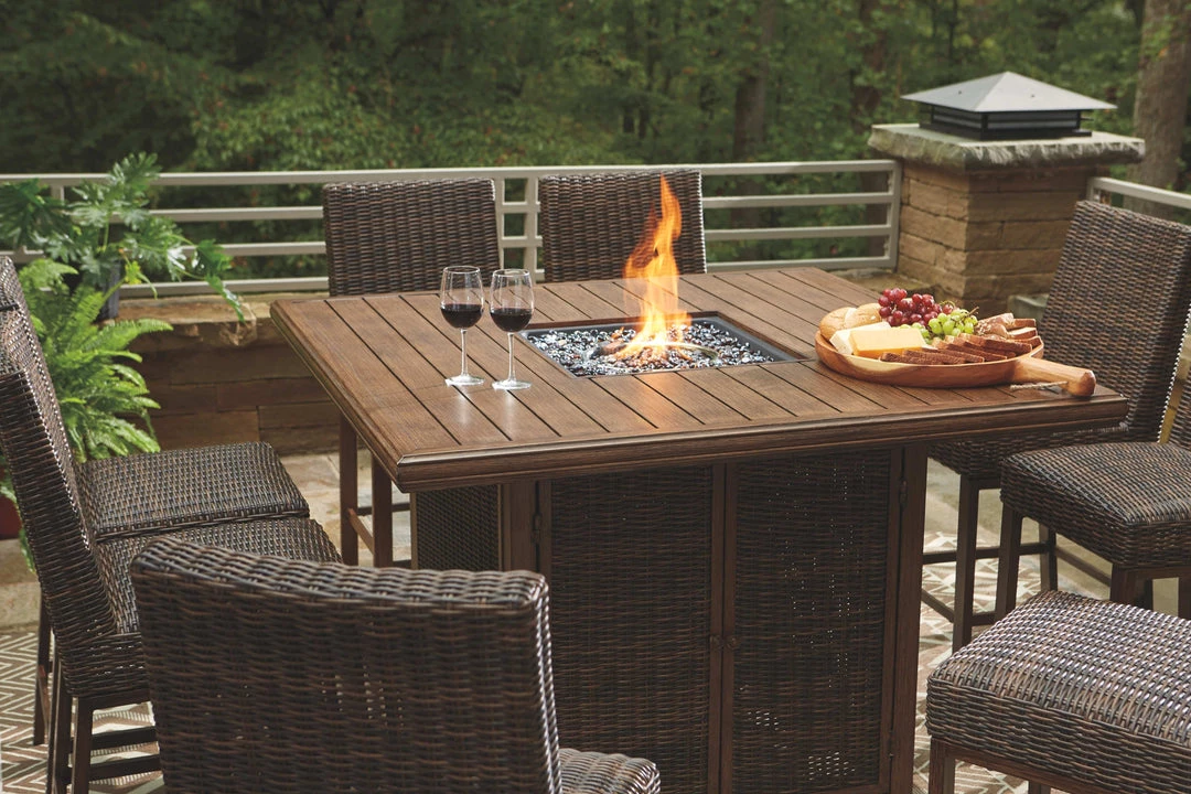 Signature Design By Ashley® Paradise Trail - Ultimate Best In Class Fire Pit Table, 6 Barstools 6 Signature Design By Ashley® Paradise Trail - Ultimate Best In Class Fire Pit Table, 6 Barstools