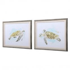 Uttermost Sea Turtle Study Watercolor Prints, S/2