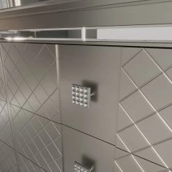 Signature Design By Ashley® Bedroom Sets Chevanna - Platinum - 8 Pc. - Dresser, Mirror, Chest, Queen Upholstered Panel Bed, 2 Nightstands