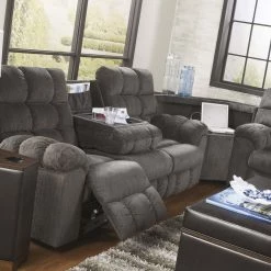 Ashley Furniture Acieona - Slate - Rec Sofa W/drop Down Table