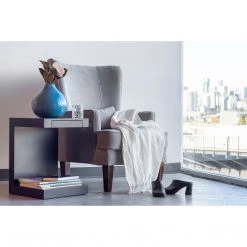 Moe's Home Collection Prince Arm Chair Grey Velvet Chairs