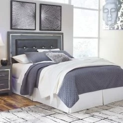 Signature Design By Ashley® Lodanna - Gray - Upholstered Panel Headboard With Bolt On Bed Frame