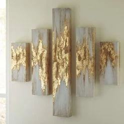 Ashley Furniture Accessories Devlan - Gold Finish/white - Wall Art Set (5/cn)