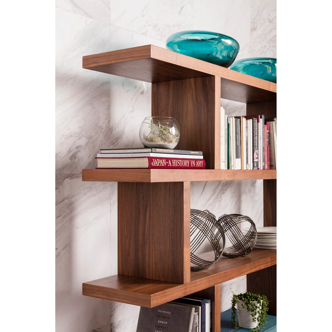Moe's Home Collection Bookcases Miri Shelf Large Walnut 4 Moe's Home Collection Bookcases Miri Shelf Large Walnut