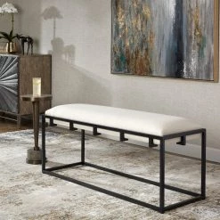 Uttermost Paradox Iron & Fabric Bench 11 Uttermost Paradox Iron & Fabric Bench