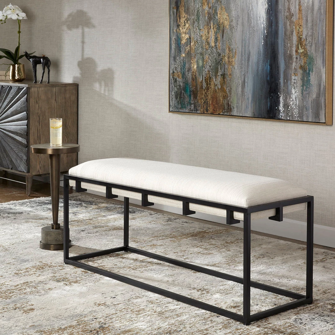 Uttermost Paradox Iron & Fabric Bench 6 Uttermost Paradox Iron & Fabric Bench
