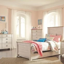 Ashley Furniture Nightstands Willowton - Brown / Beige / White - Two Drawer Night Stand