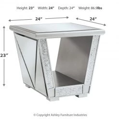 Ashley Furniture Fanmory - Silver Finish - Square End Table