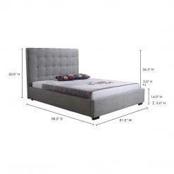 Moe's Home Collection Belle Storage Bed King Light Grey Fabric Beds