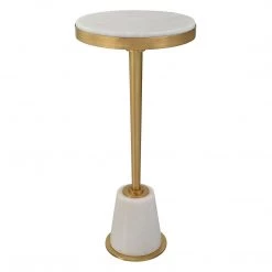 Uttermost Edifice White Marble Drink Table Tables