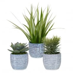 Uttermost Puebla Greenery In Blue & White Pots, S/3 Accessories