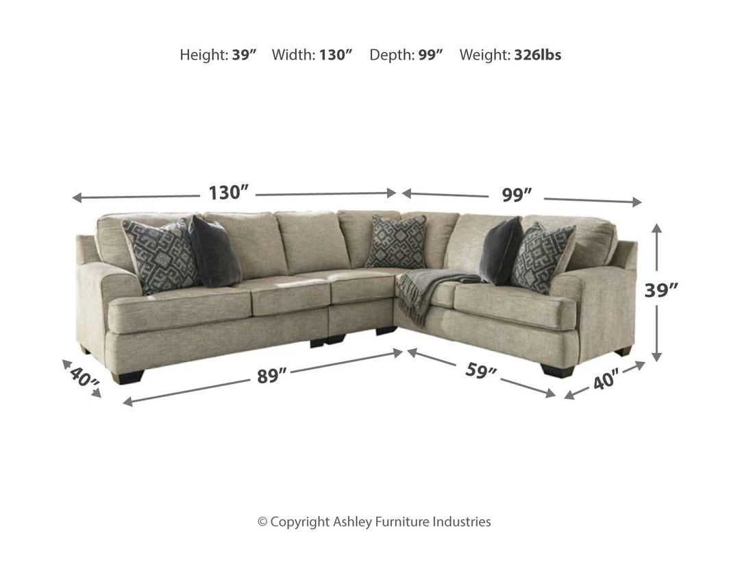 Signature Design By Ashley® Bovarian - Left Arm Facing Sofa With Corner Wedge, Armless Chair, Right Arm Facing Loveseat Sectional 9 Signature Design By Ashley® Bovarian - Left Arm Facing Sofa With Corner Wedge, Armless Chair, Right Arm Facing Loveseat Sectional
