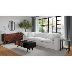 Moe's Home Collection Sectional Pieces Terra Condo Slipper Chair Livesmart Fabric Cream