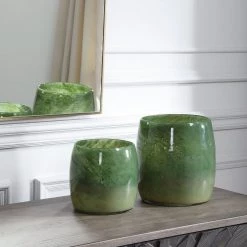 Uttermost Matcha Green Glass Vases, S/2 Table Decor