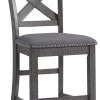 Ashley Furniture Myshanna - Dark Gray - Upholstered Barstool (2/cn) Stools