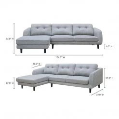 Moe's Home Collection Corey Sectional Dark Grey Left