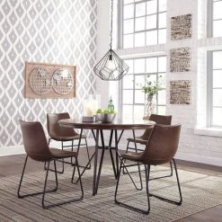 Signature Design By Ashley® Centiar - Ultimate Best In Class Round Dining Room Table, 4 Upholstered Side Chairs