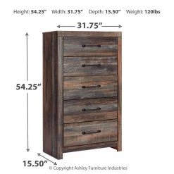 Ashley Furniture Drystan - Brown / Beige - Five Drawer Chest Chests