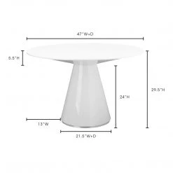 Moe's Home Collection Tables Otago Dining Table Round White 7 Moe's Home Collection Tables Otago Dining Table Round White
