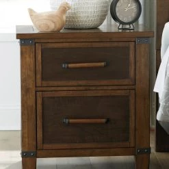 Ashley Furniture Nightstands Wyattfield - Brown / Beige - Two Drawer Night Stand