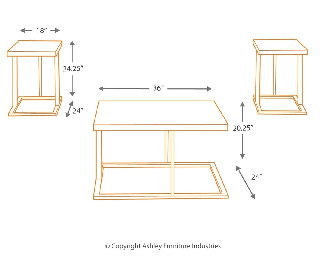 Ashley Furniture Airdon - Bronze Finish - Occasional Table Set (3/cn) Tables 4 Ashley Furniture Airdon - Bronze Finish - Occasional Table Set (3/cn) Tables