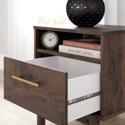 Signature Design By Ashley® Calverson - Mocha - One Drawer Night Stand - Medium Nightstands