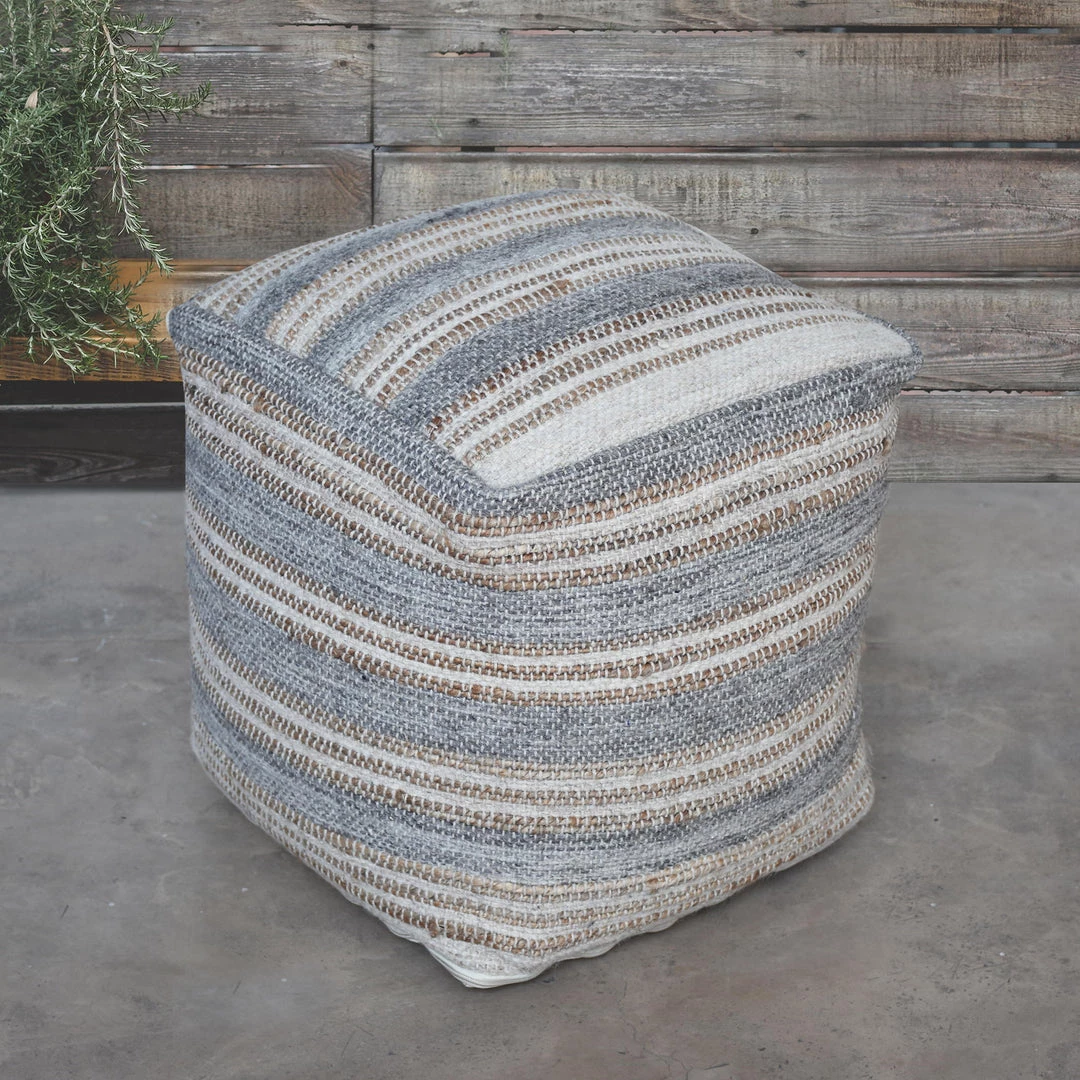 Uttermost Mesick Handwoven Gray Pouf 4 Uttermost Mesick Handwoven Gray Pouf