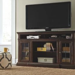 Ashley Furniture Roddinton - Dark Brown - Xl Tv Stand W/fireplace Option