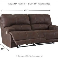 Ashley Furniture Reclining Furniture Kitching - Java - 2 Seat Pwr Rec Sofa Adj Hdrest