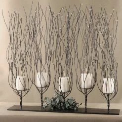 Table Decor Uttermost Fedora Dark Brown Candleholder