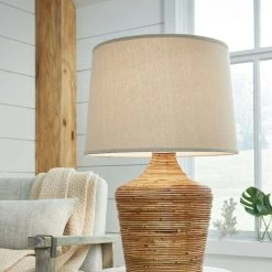 Ashley Furniture Kerrus - Brown - Rattan Table Lamp (1/cn) Accessories