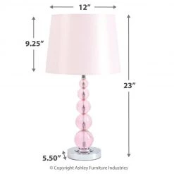 Ashley Furniture Accessories Letty - Pink - Crystal Table Lamp (1/cn)