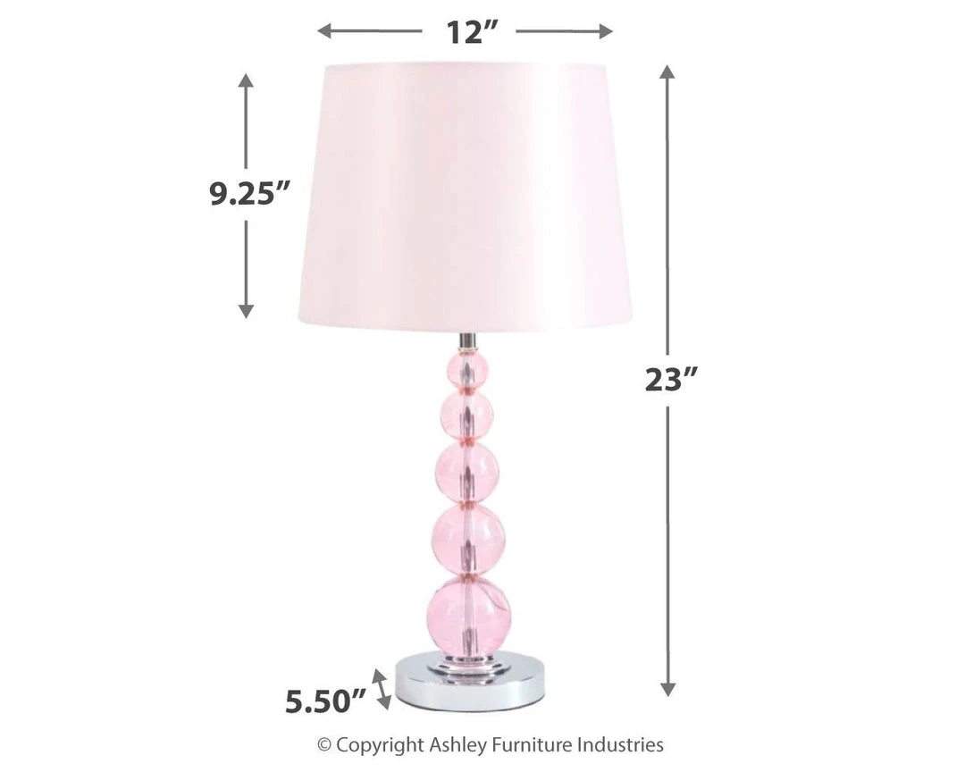 Ashley Furniture Accessories Letty - Pink - Crystal Table Lamp (1/cn) 4 Ashley Furniture Accessories Letty - Pink - Crystal Table Lamp (1/cn)