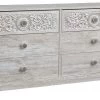 Ashley Furniture Paxberry - Opaque Whitewash - Six Drawer Dresser - Medallion Drawer Pulls 1 Ashley Furniture Paxberry - Opaque Whitewash - Six Drawer Dresser - Medallion Drawer Pulls