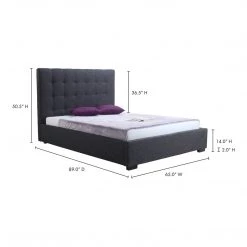 Moe's Home Collection Beds Belle Storage Bed Queen Charcoal Fabric