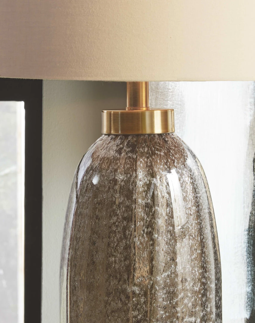 Ashley Furniture Aaronby - Taupe - Glass Table Lamp (2/cn) 4 Ashley Furniture Aaronby - Taupe - Glass Table Lamp (2/cn)