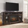 Signature Design By Ashley® Roddinton - Dark Brown - 2 Pc. - 74" Tv Stand With Electric Infrared Fireplace Insert