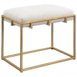 Uttermost Paradox Small Gold & White Shearling Bench 12 Uttermost Paradox Small Gold & White Shearling Bench