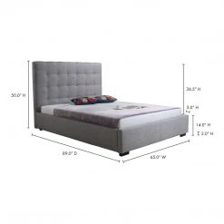 Moe's Home Collection Beds Belle Storage Bed Queen Light Grey Fabric