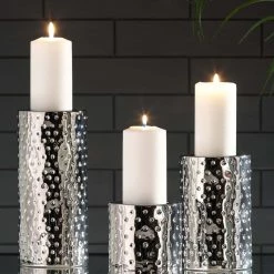 Ashley Furniture Table Decor Marisa - Silver Finish - Candle Holder Set (3/cn)