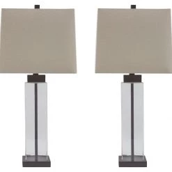 Ashley Furniture Alvaro - Clear/bronze Finish - Glass Table Lamp (2/cn)